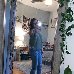 Love sleeve green t-shirt